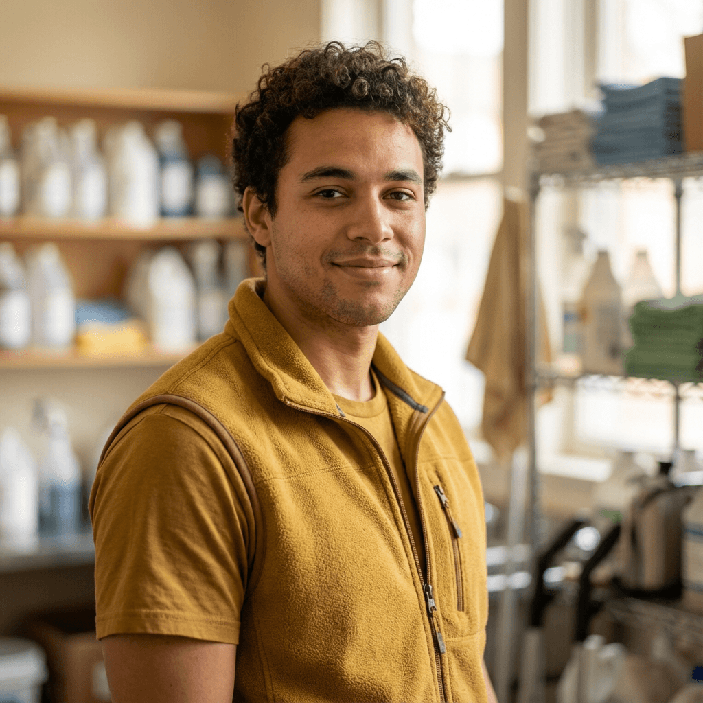 Small business owner in work shirt
