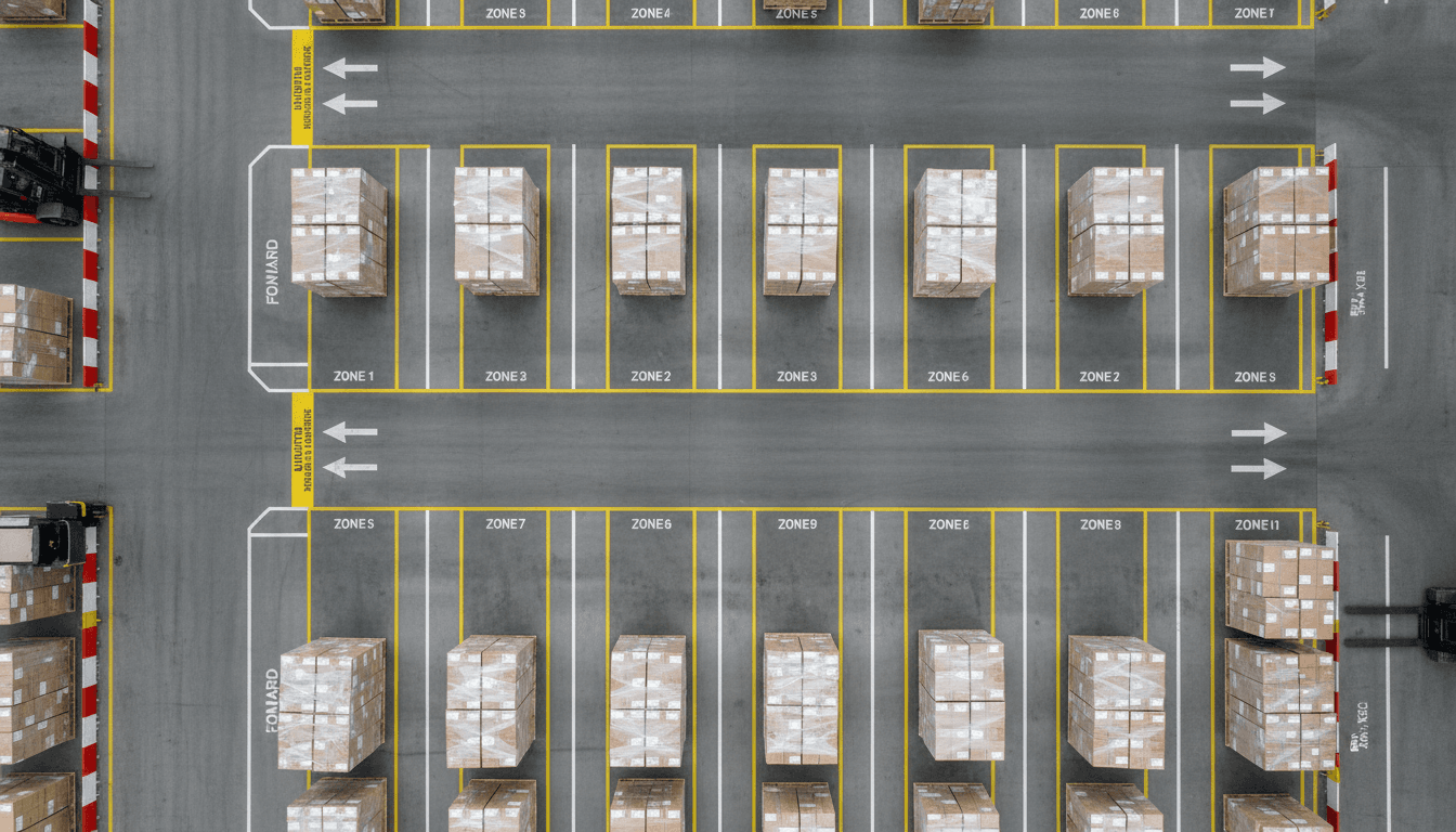 Overhead of warehouse layout plan being drafted