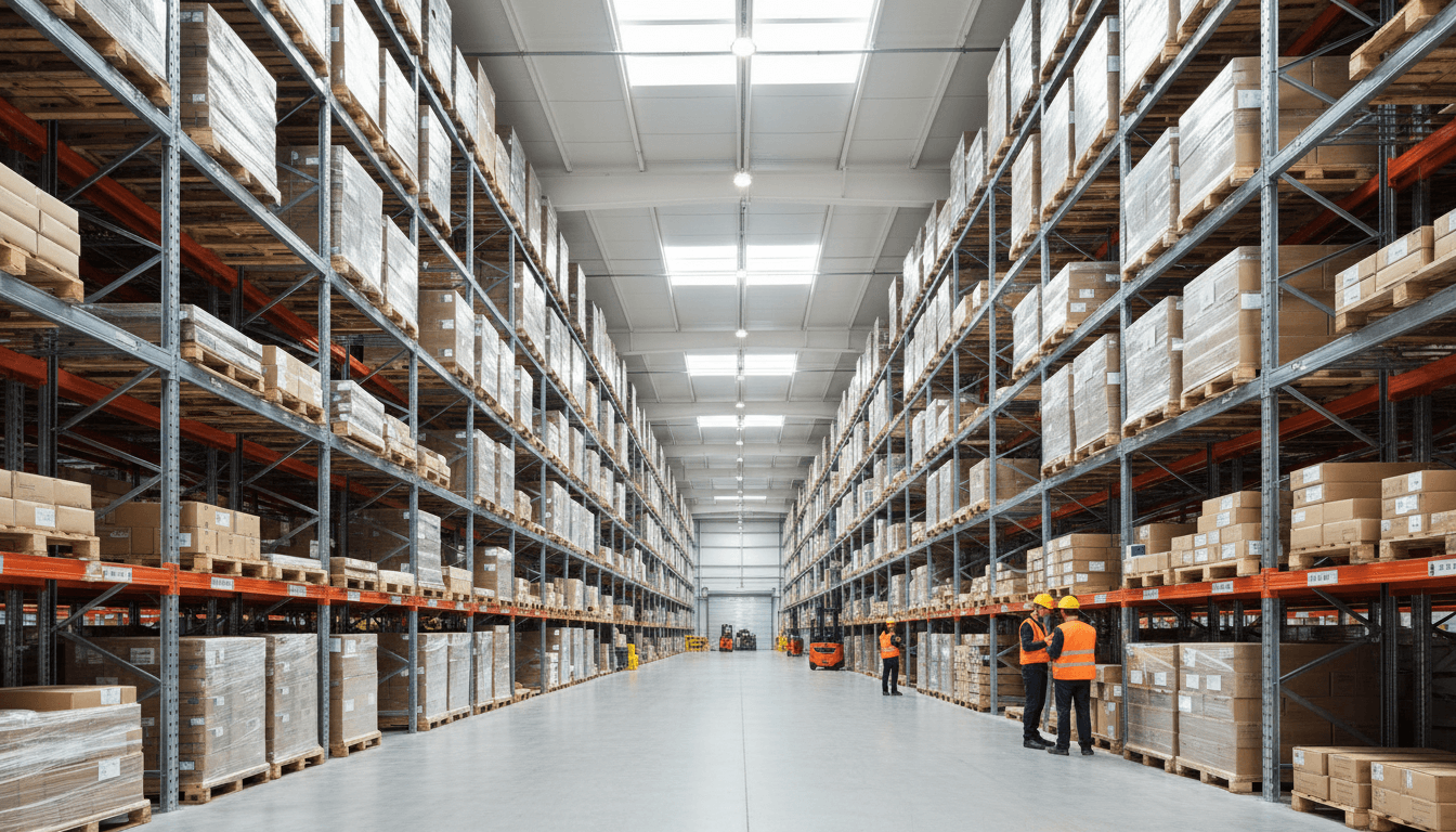 Warehouse with new racking and wide aisles